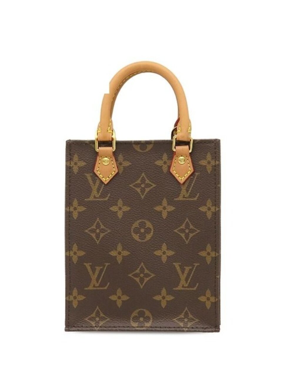 Louis Vuitton 2-Way Bag Sac Plat Monogram Canvas Gold Handbag Shoulder Vintage